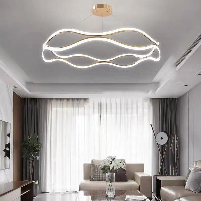 Unique Shape Chandelier Lamp Modern 2 Lights LED Hanging Light for Bedroom