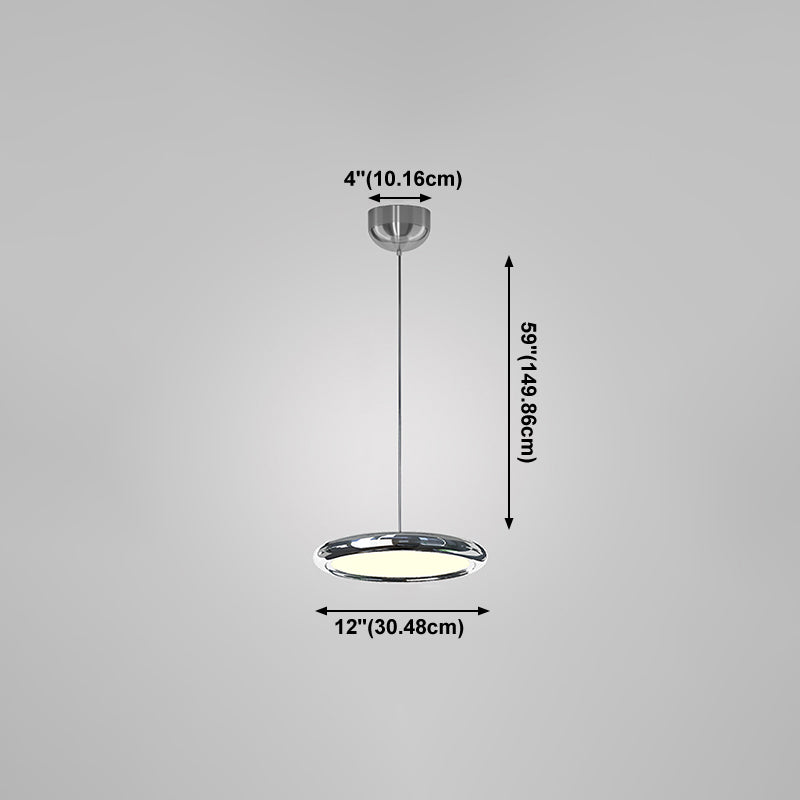Lumières de suspension moderne à argent rond avec de l'ombre en acrylique blanc
