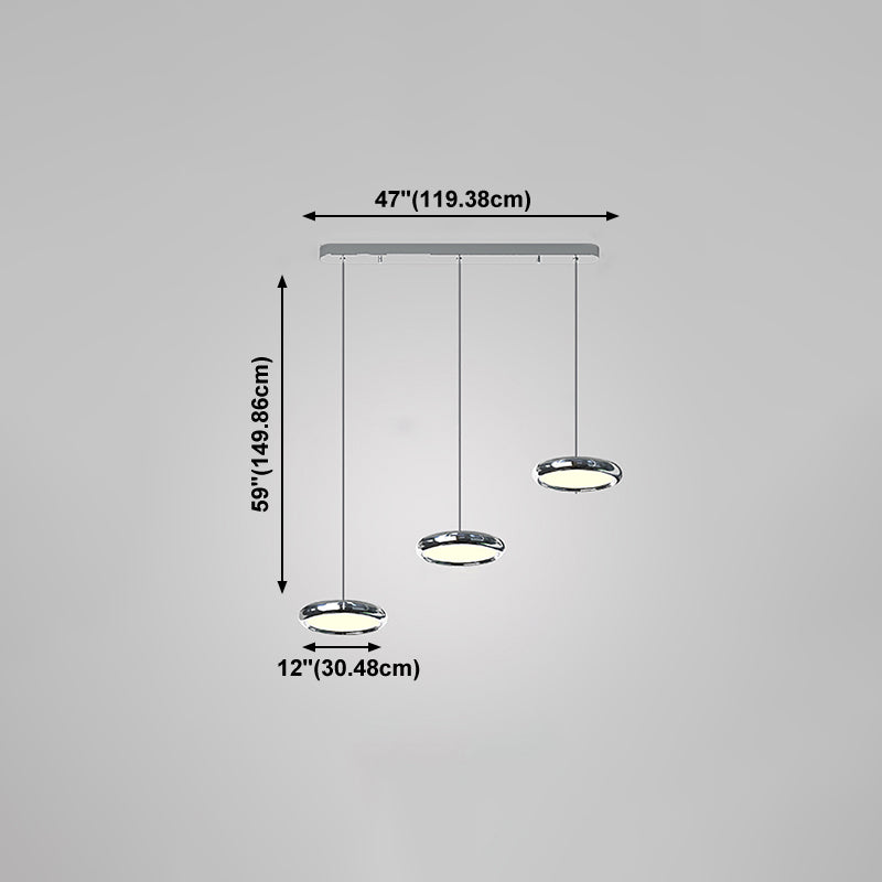 Lumières de suspension moderne à argent rond avec de l'ombre en acrylique blanc