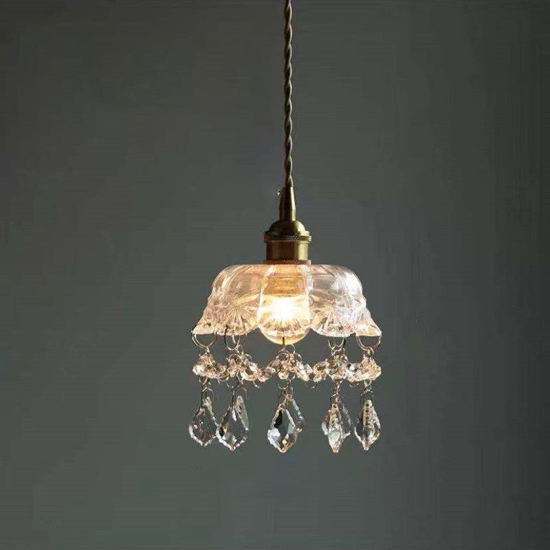 Pendre de style moderne 1 lumière minimalisme verre et cristal suspendu pour le chevet