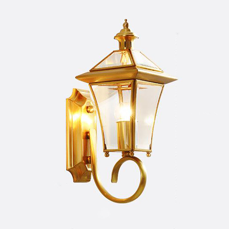 Luce murale in ottone SCONCE Stile vintage Apparecchio di illuminazione da parete ombreggiata in vetro