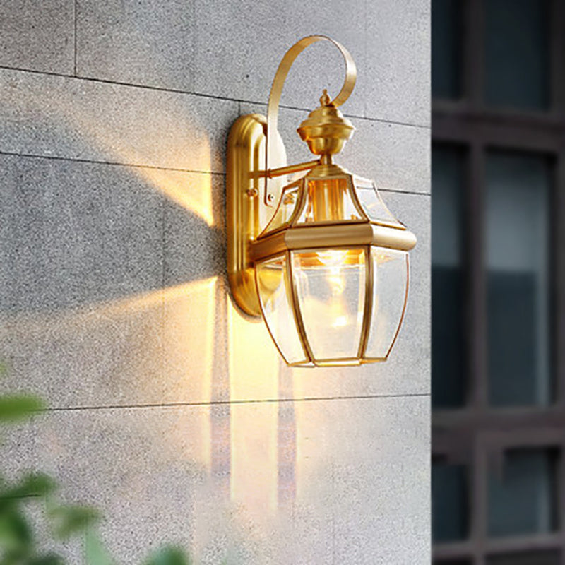 Luce murale in ottone SCONCE Stile vintage Apparecchio di illuminazione da parete ombreggiata in vetro