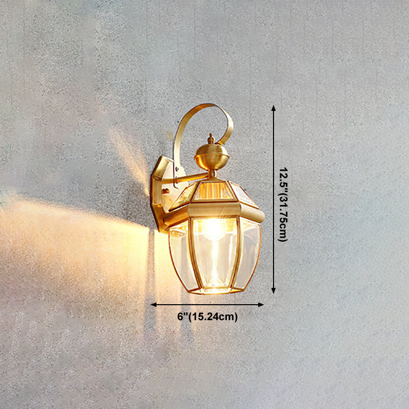 Luce murale in ottone SCONCE Stile vintage Apparecchio di illuminazione da parete ombreggiata in vetro