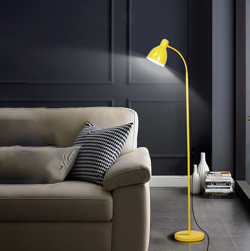 Yellow Bell Shade Floor Lighting Macaron 1 Head Metal Standing Floor Light for Living Room
