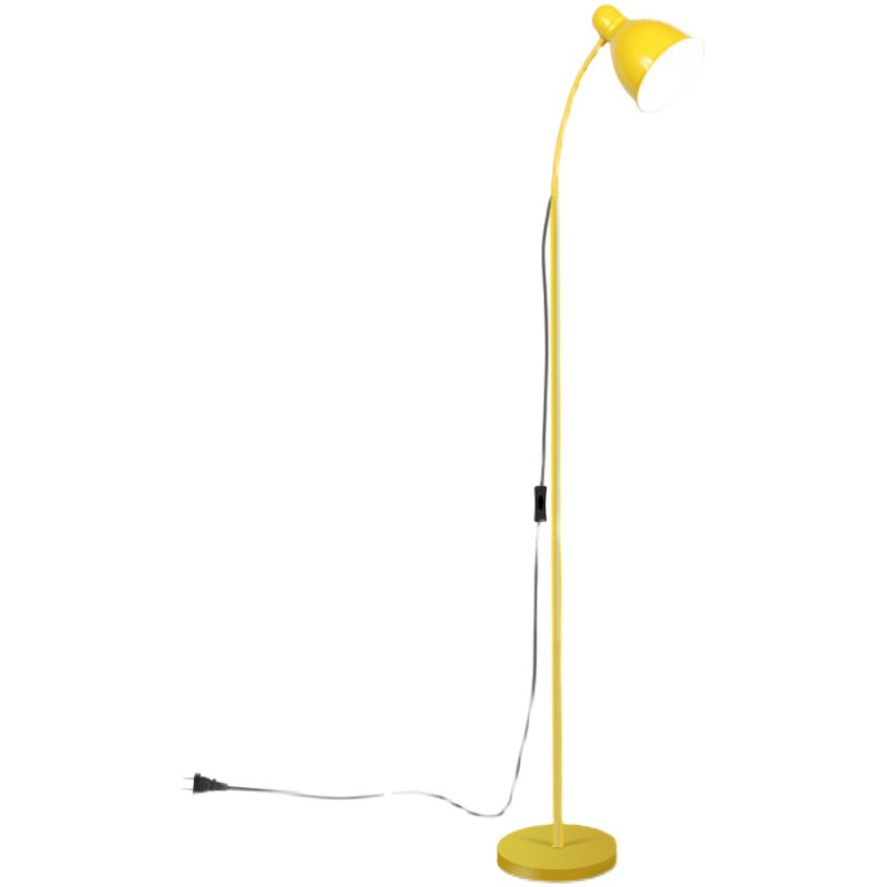 Yellow Bell Shade Floor Lighting Macaron 1 Head Metal Standing Floor Light for Living Room