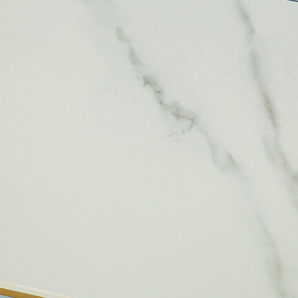 White Stone Glam Indoor Bar Dining Table Gold Double Pedestal Bistro Table with Shelve