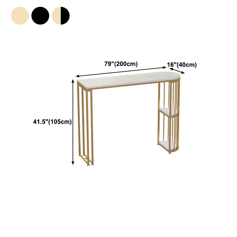 Glam Faux Marble Bar Table à manger Table du bistrot intérieur en fer avec double piédestal