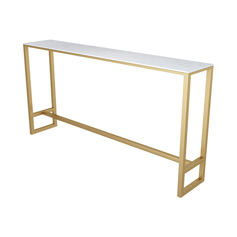 Glam Style Marble Bar Table Gold Frame 42 Inch Height Table for Restaurant