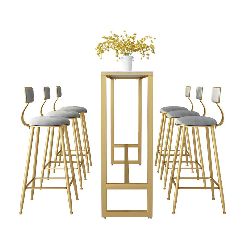 Glam Style Marble Bar Table Gold Frame 42 Inch Height Table for Restaurant