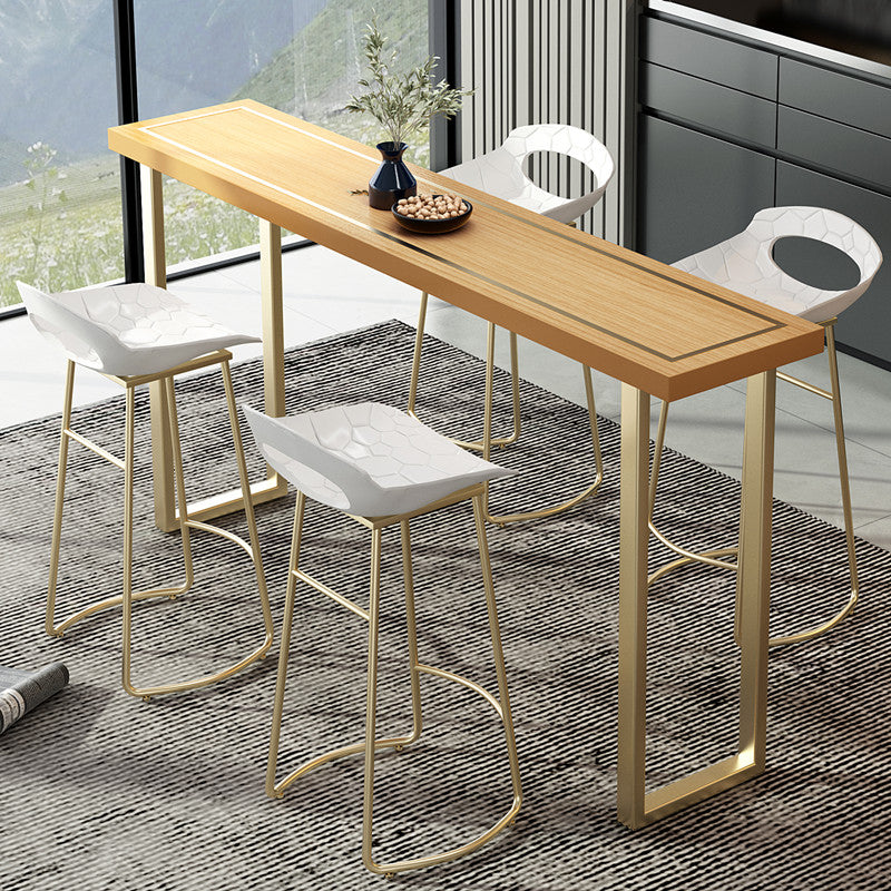Wood Top Cocktail Bar Table Nordic Gold Frame Bar Height Table for Dining Room