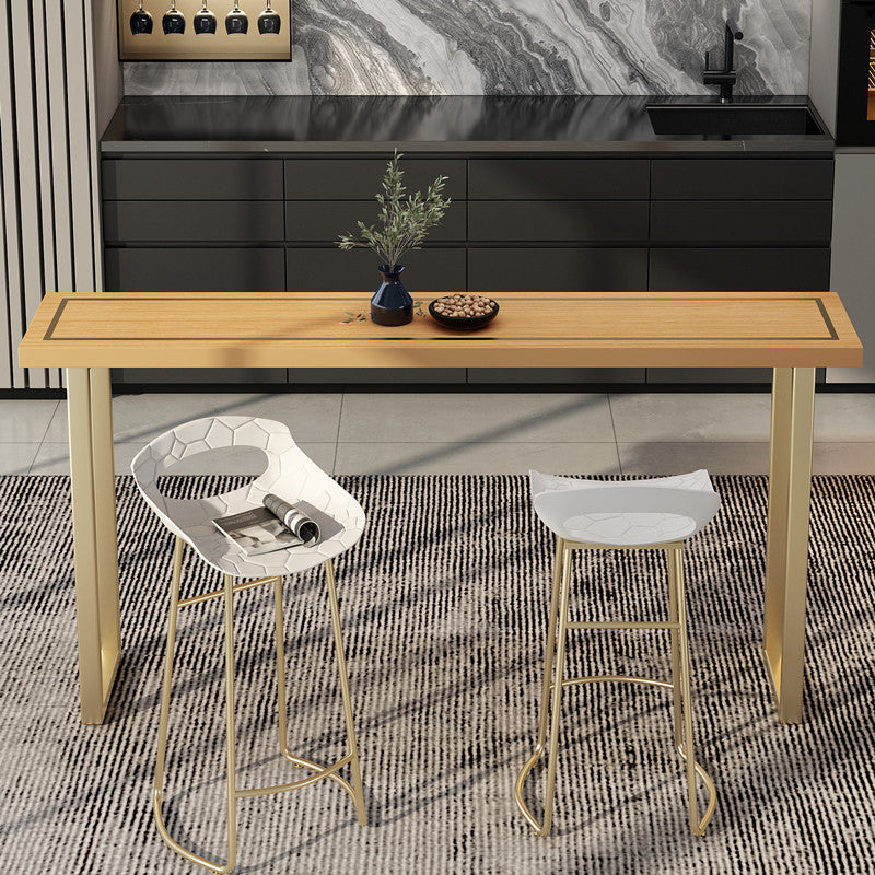 Wood Top Cocktail Bar Table Nordic Gold Frame Bar Height Table for Dining Room