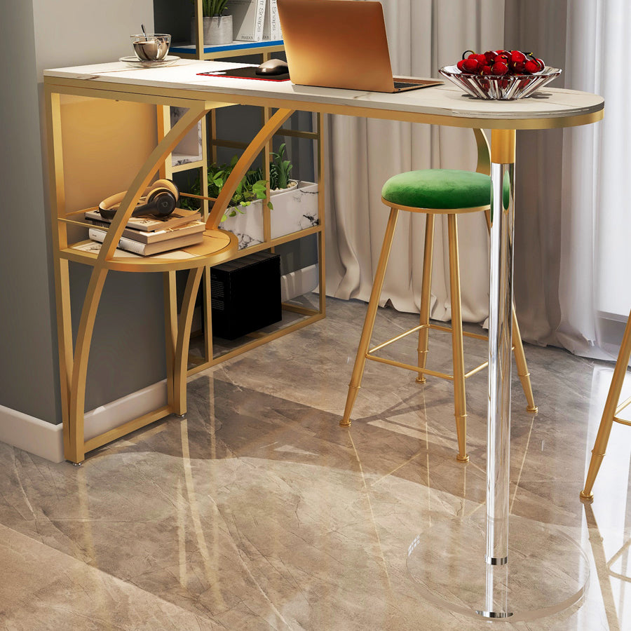 Glam Style 41.3"H Bar Table Faux Marble White Top Specialty Bistro Table