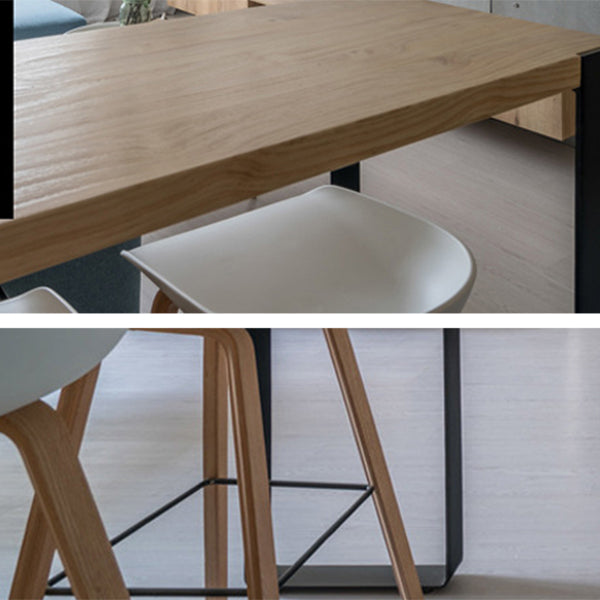 Tavolo da pranzo di pino bar beige industriale tavolo da bistrot interno con doppio piedistallo