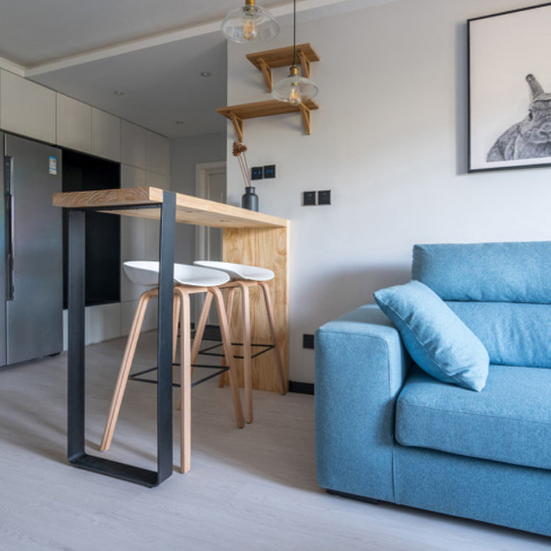 Tavolo da pranzo di pino bar beige industriale tavolo da bistrot interno con doppio piedistallo