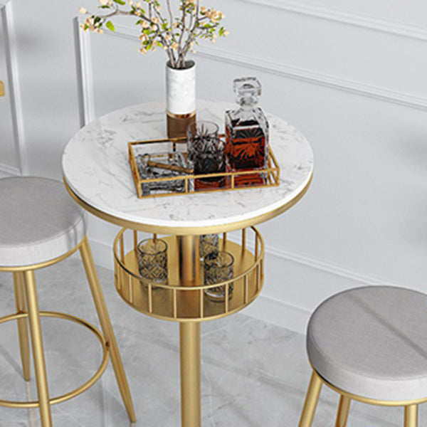 42-inch Height Cocktail Bar Table Modern Metal Base Bar Height Storage Table