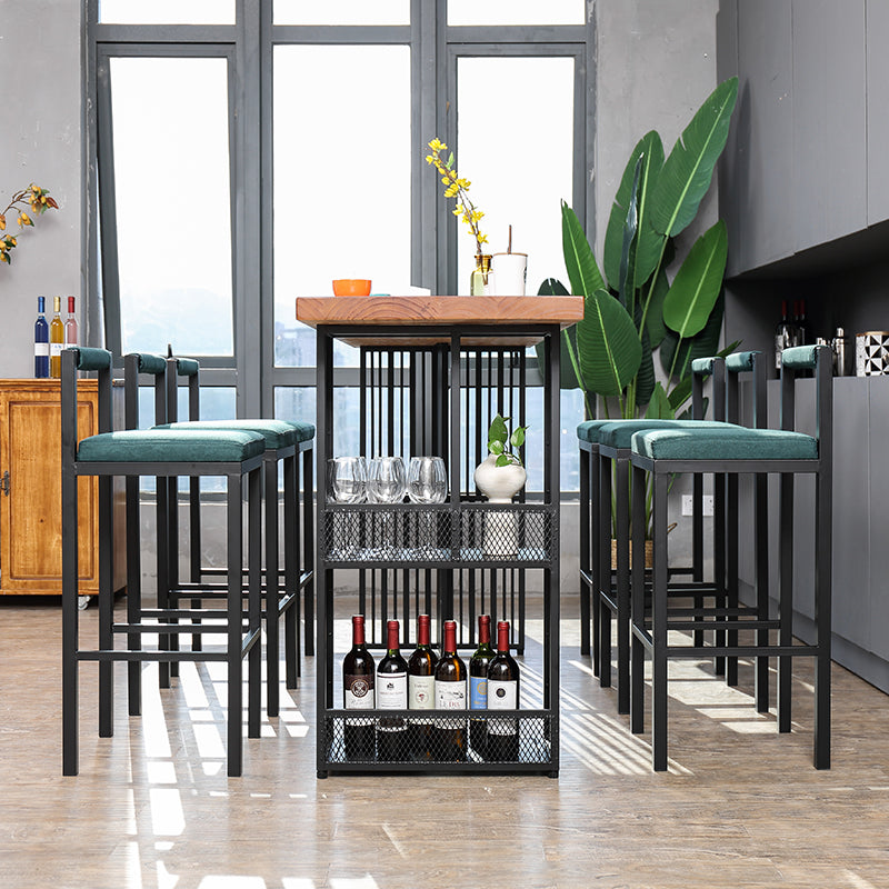 Industrial Style Bar Table 42-inch Height Brown Wood Top Metal Base Bistro Table