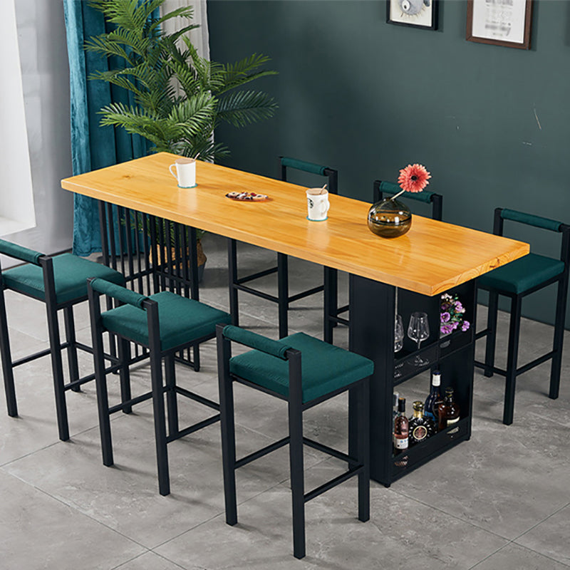 Industrial Style Bar Table 42-inch Height Brown Wood Top Metal Base Bistro Table