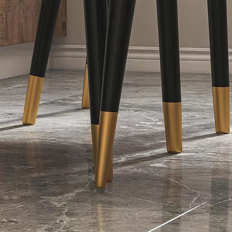 Mesa de barra de black metal de estilo industrial Mesa interior del rectángulo de mármol con 4 patas