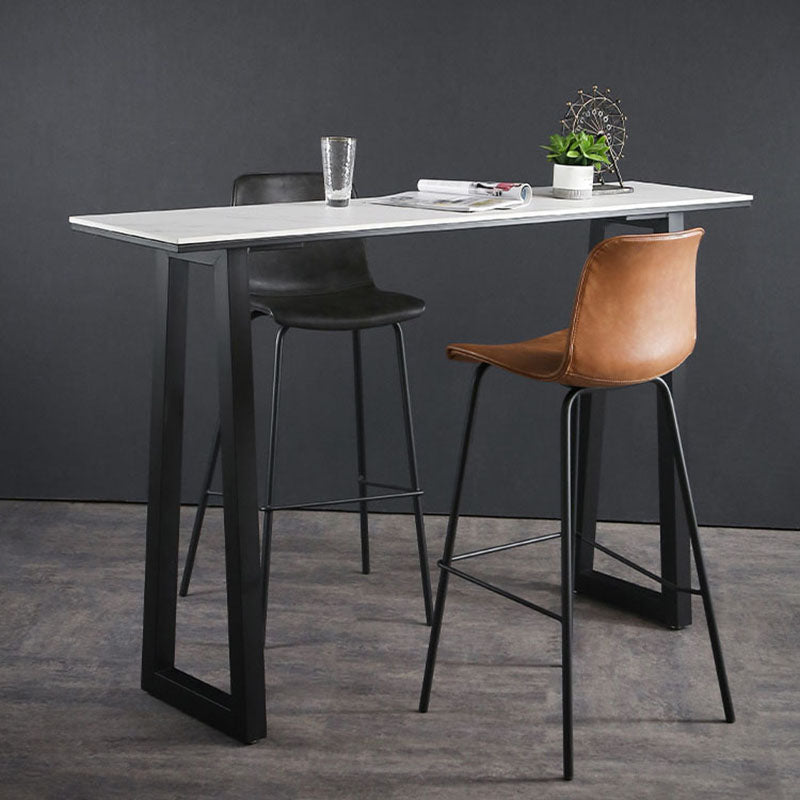 Industrial White Top Counter Table 42-inch Height Table for Living Room