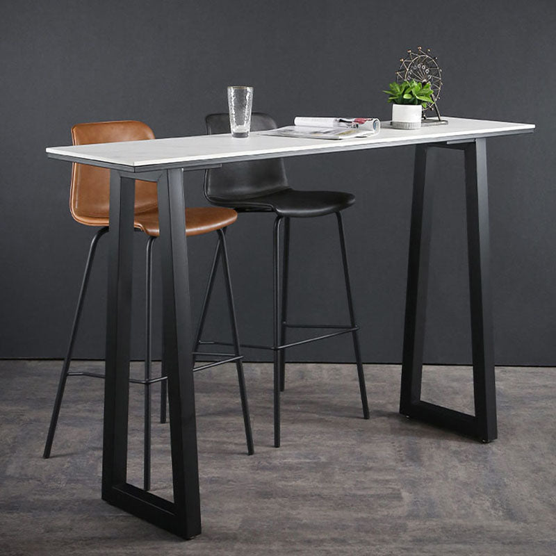 Industrial White Top Counter Table 42-inch Height Table for Living Room