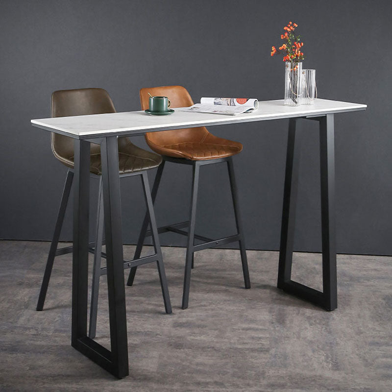 Industrial White Top Counter Table 42-inch Height Table for Living Room