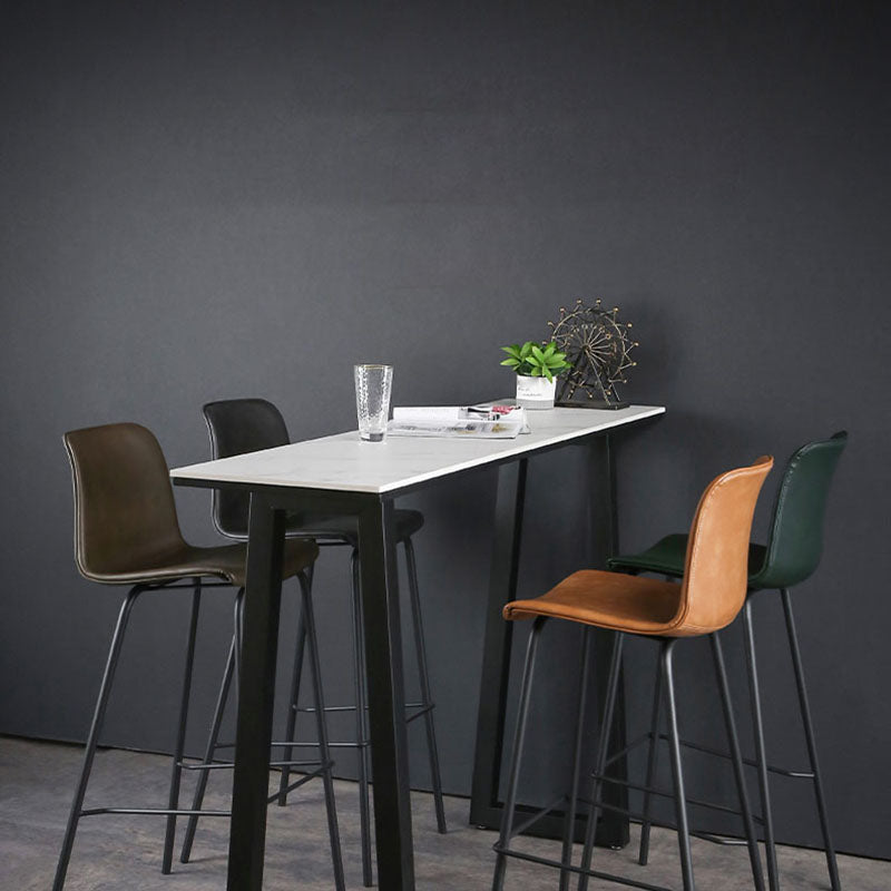 Industrial White Top Counter Table 42-inch Height Table for Living Room