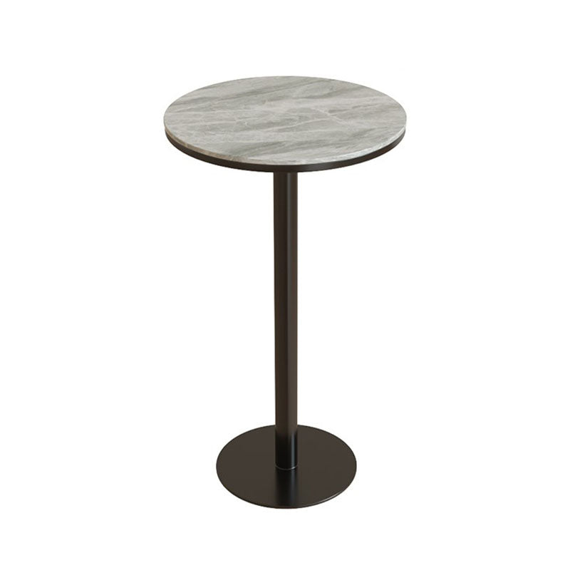 Industrial Metal Bar Table Faux Marble 23.6" Round Top Indoor Bistro Table
