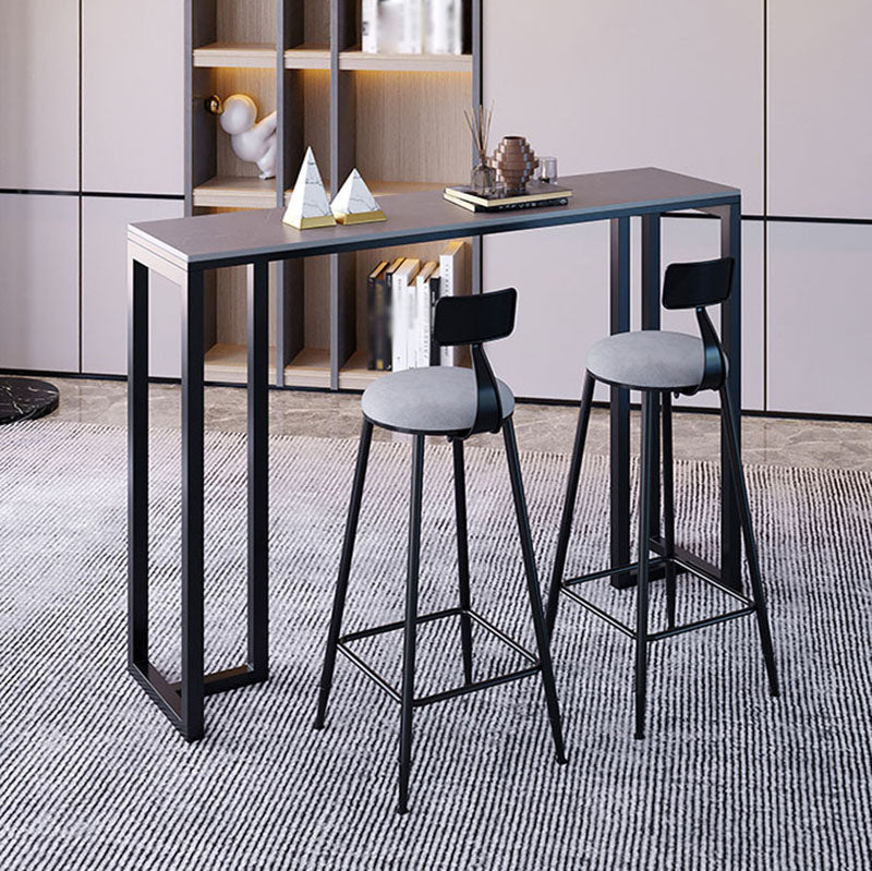 Industrial Rectangle Indoor Bar Dining Table Grey Stone Bistro Table Fixed Table