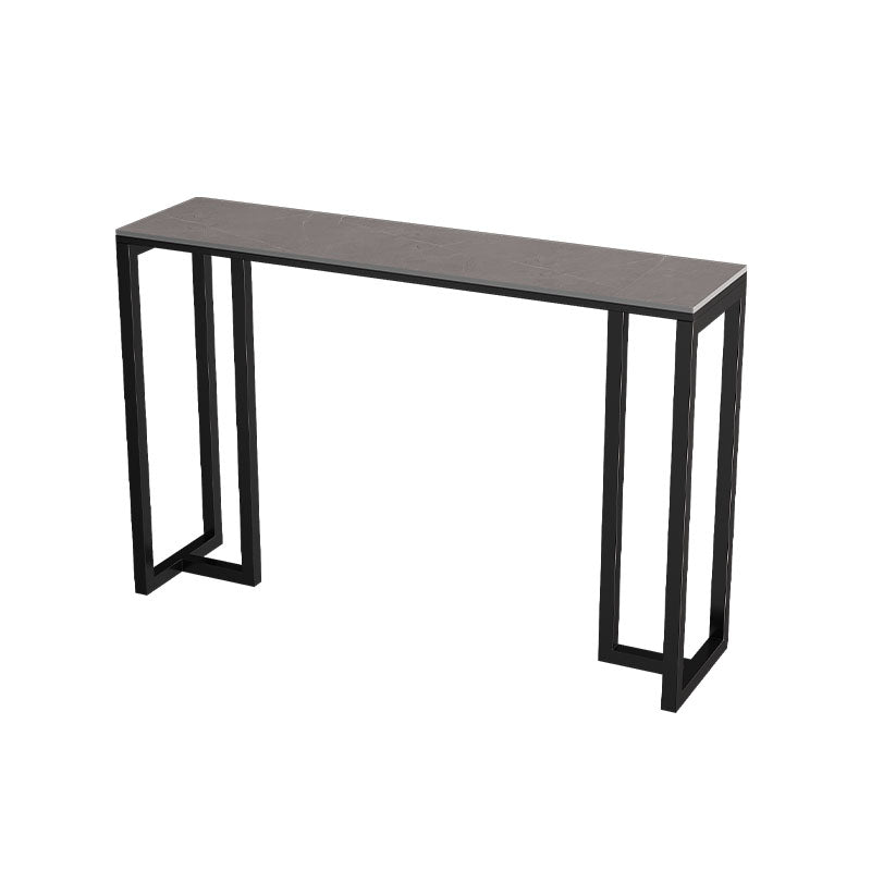 Industrial Rectangle Indoor Bar Dining Table Grey Stone Bistro Table Fixed Table