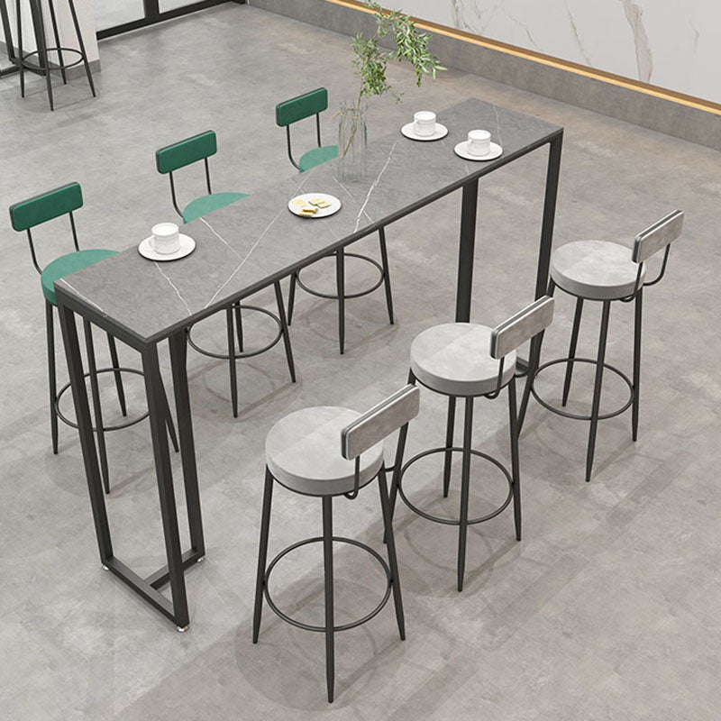 Industrial Rectangle Top Counter Table Marble Top 42-inch Height Bar Table