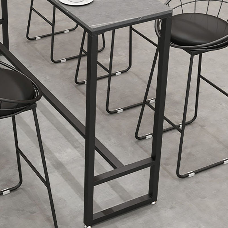 Industrial Rectangle Top Counter Table Marble Top 42-inch Height Bar Table
