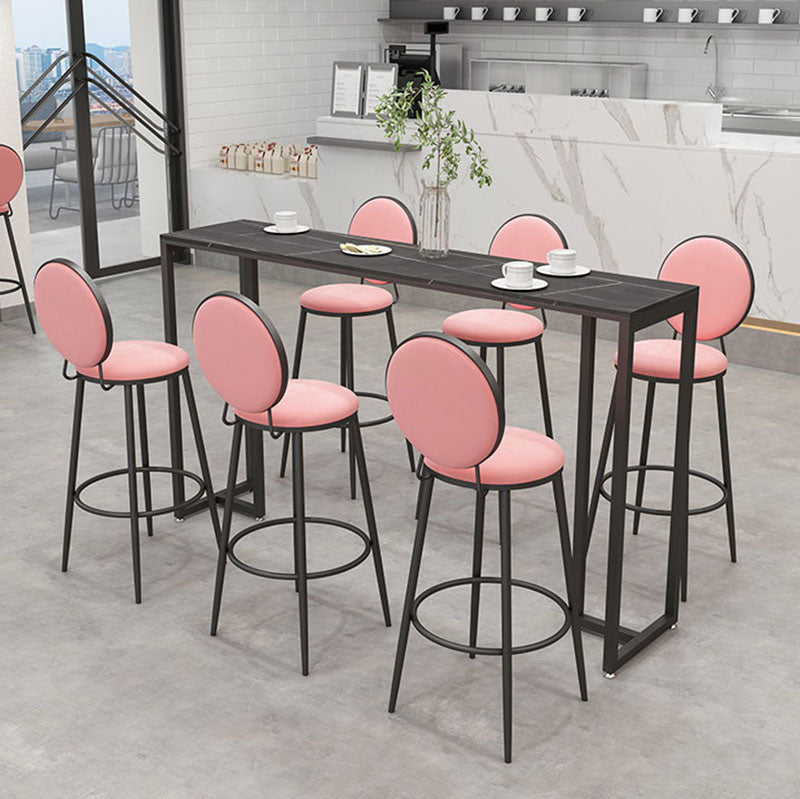 Industrial Rectangle Top Counter Table Marble Top 42-inch Height Bar Table