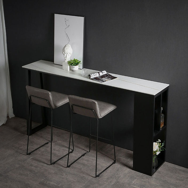 42-inch Height Cocktail Bar Table Industrial Style Metal Base Bar Height Storage Table