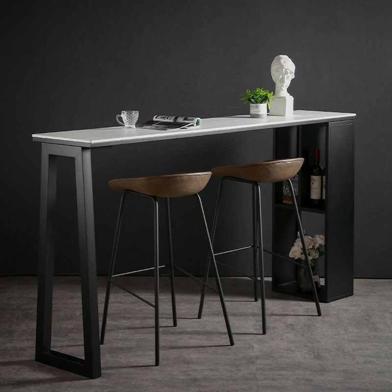 42-inch Height Cocktail Bar Table Industrial Style Metal Base Bar Height Storage Table