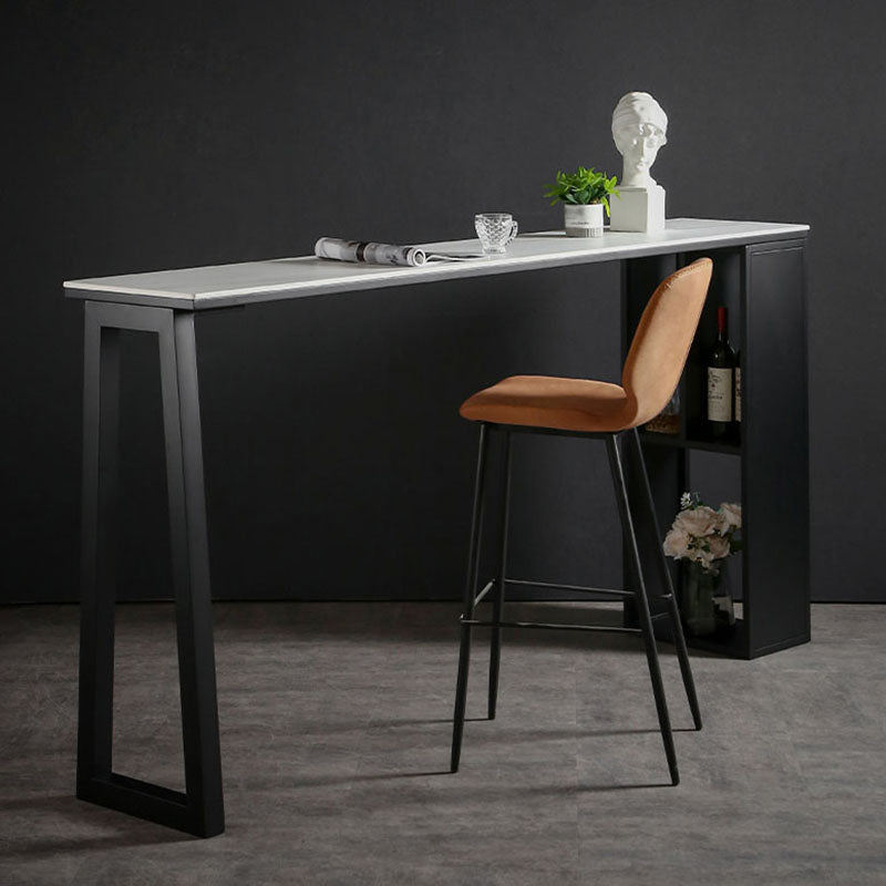 42-inch Height Cocktail Bar Table Industrial Style Metal Base Bar Height Storage Table