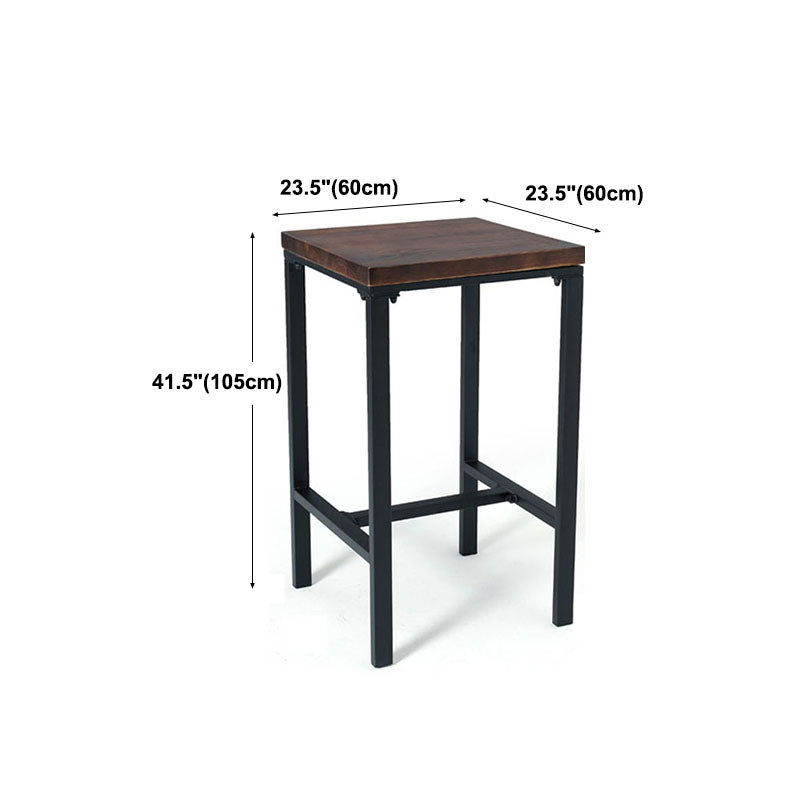 Square Wood Top Counter Table Metal Black Legs 42-inch Height Bar Table