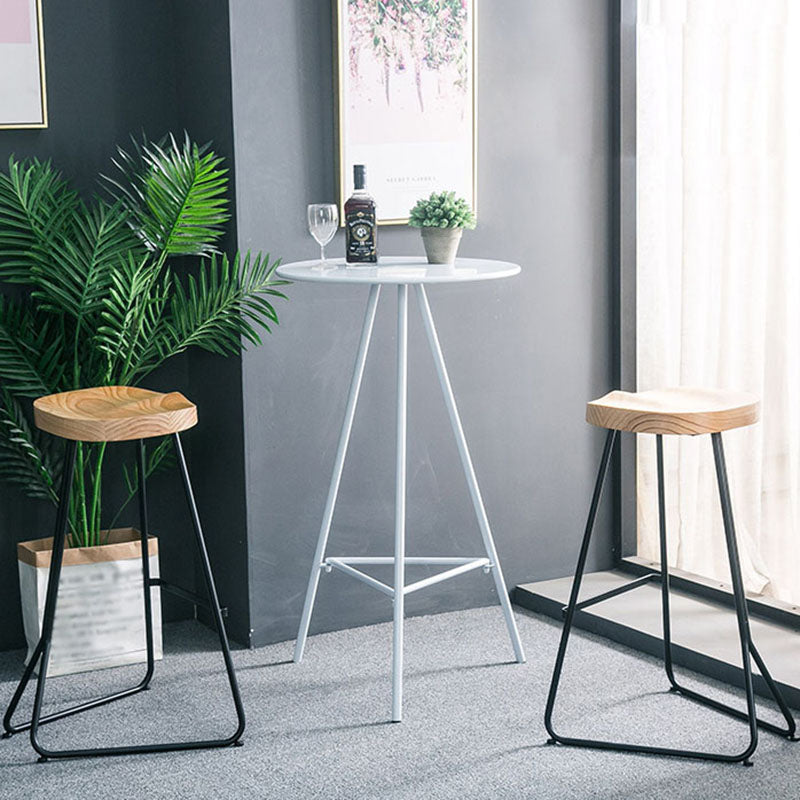 Industrial Style Iron Bar Table 23.6" Round Top Indoor Table with 3 Legs