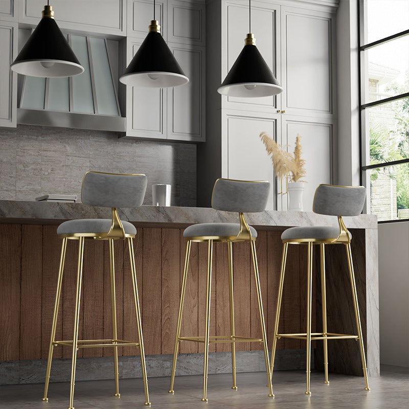 Glam Low Back Bar Stuhl Fußstütze Round Polstered Counter Heighing Stool