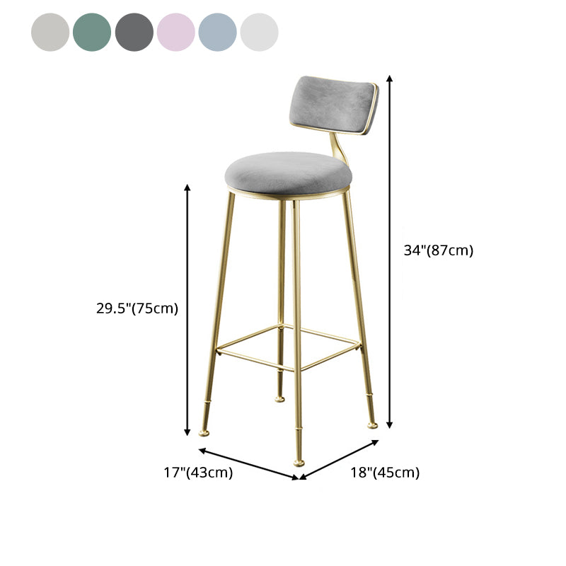 Glam Low Back Bar Stuhl Fußstütze Round Polstered Counter Heighing Stool