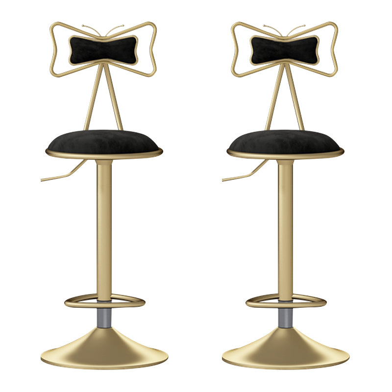 Glam Liftable Backrest Counter Stool Iron Household Bar Stool with Cushion