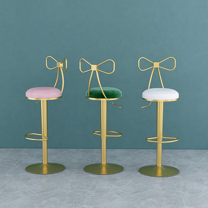 Glam Liftable Backrest Counter Stool Iron Household Bar Stool with Cushion