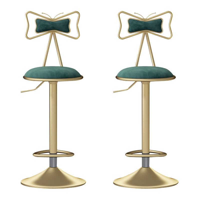 Glam Liftable Backrest Counter Stool Iron Household Bar Stool with Cushion