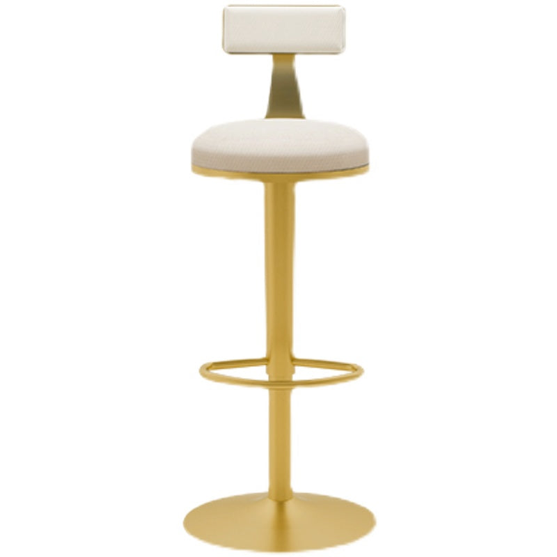 Glam Liftable Backrest Counter Stool Iron Household Bar Stool with Cushion