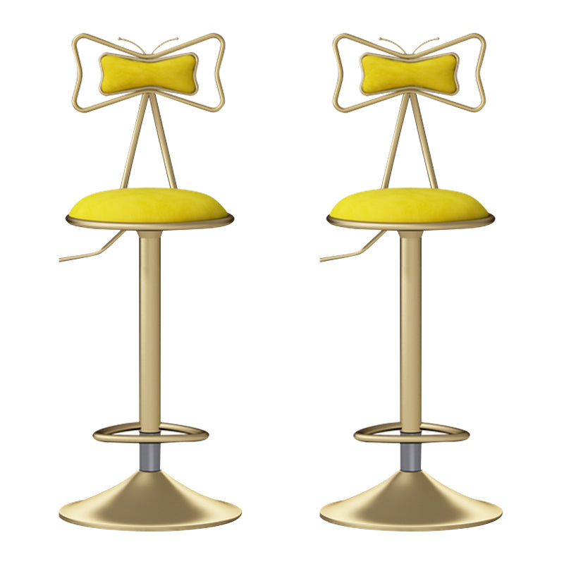 Glam Liftable Backrest Counter Stool Iron Household Bar Stool with Cushion