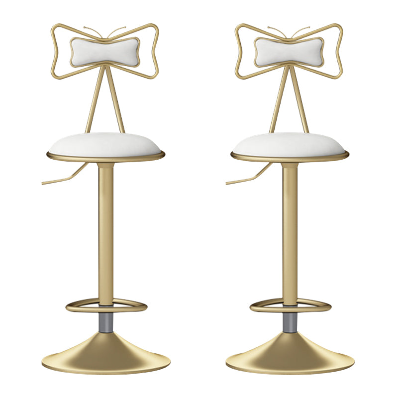 Glam Liftable Backrest Counter Stool Iron Household Bar Stool with Cushion