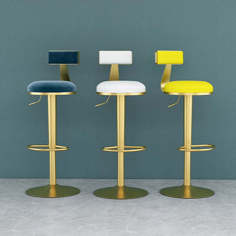 Glam Liftable Backrest Counter Stool Iron Household Bar Stool with Cushion