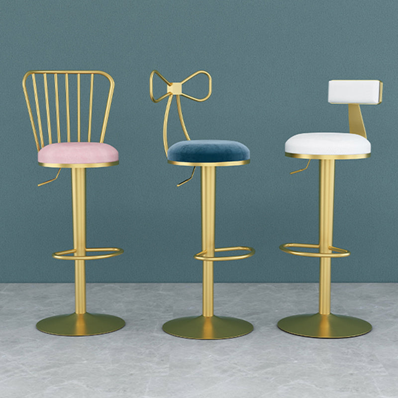 Glam Liftable Backrest Counter Stool Iron Household Bar Stool with Cushion