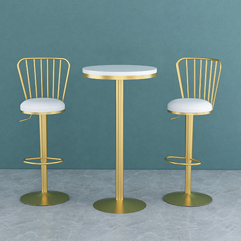 Glam Liftable Backrest Counter Stool Iron Household Bar Stool with Cushion