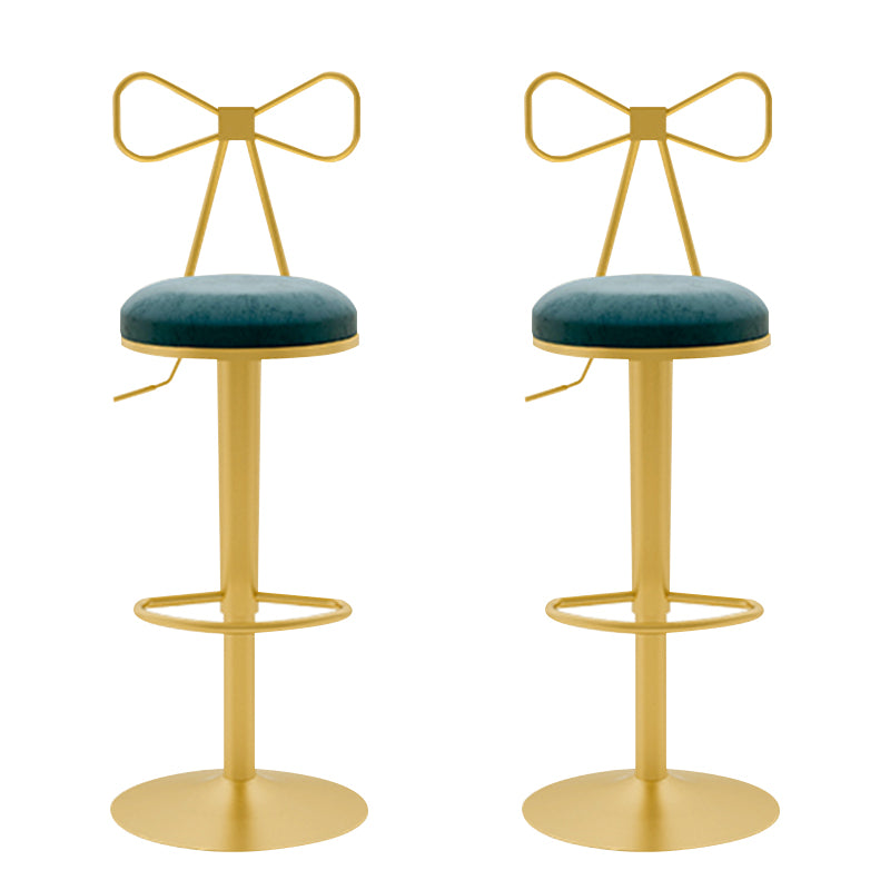 Glam Liftable Backrest Counter Stool Iron Household Bar Stool with Cushion