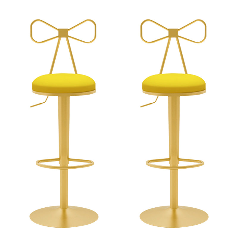 Glam Liftable Backrest Counter Stool Iron Household Bar Stool with Cushion